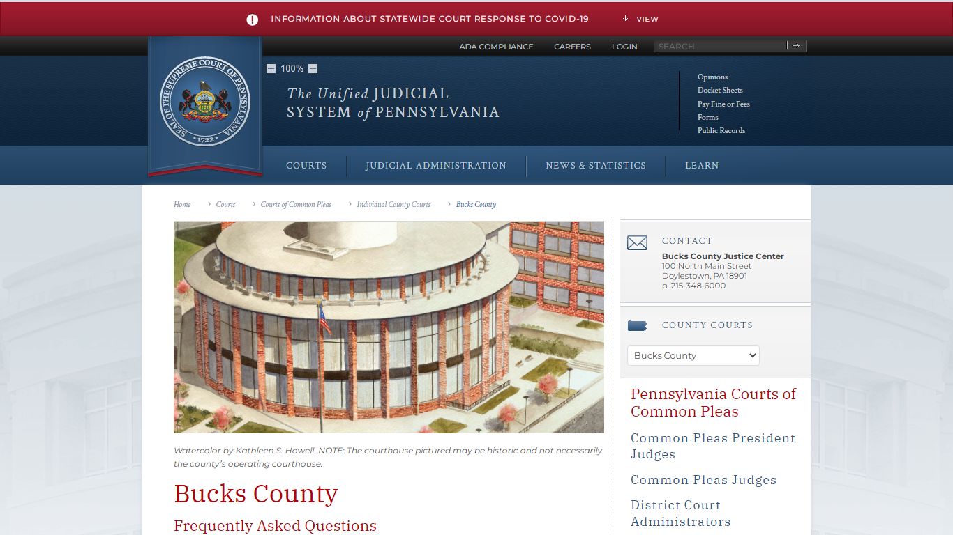 Bucks County | Individual County Courts | Courts of Common Pleas ...